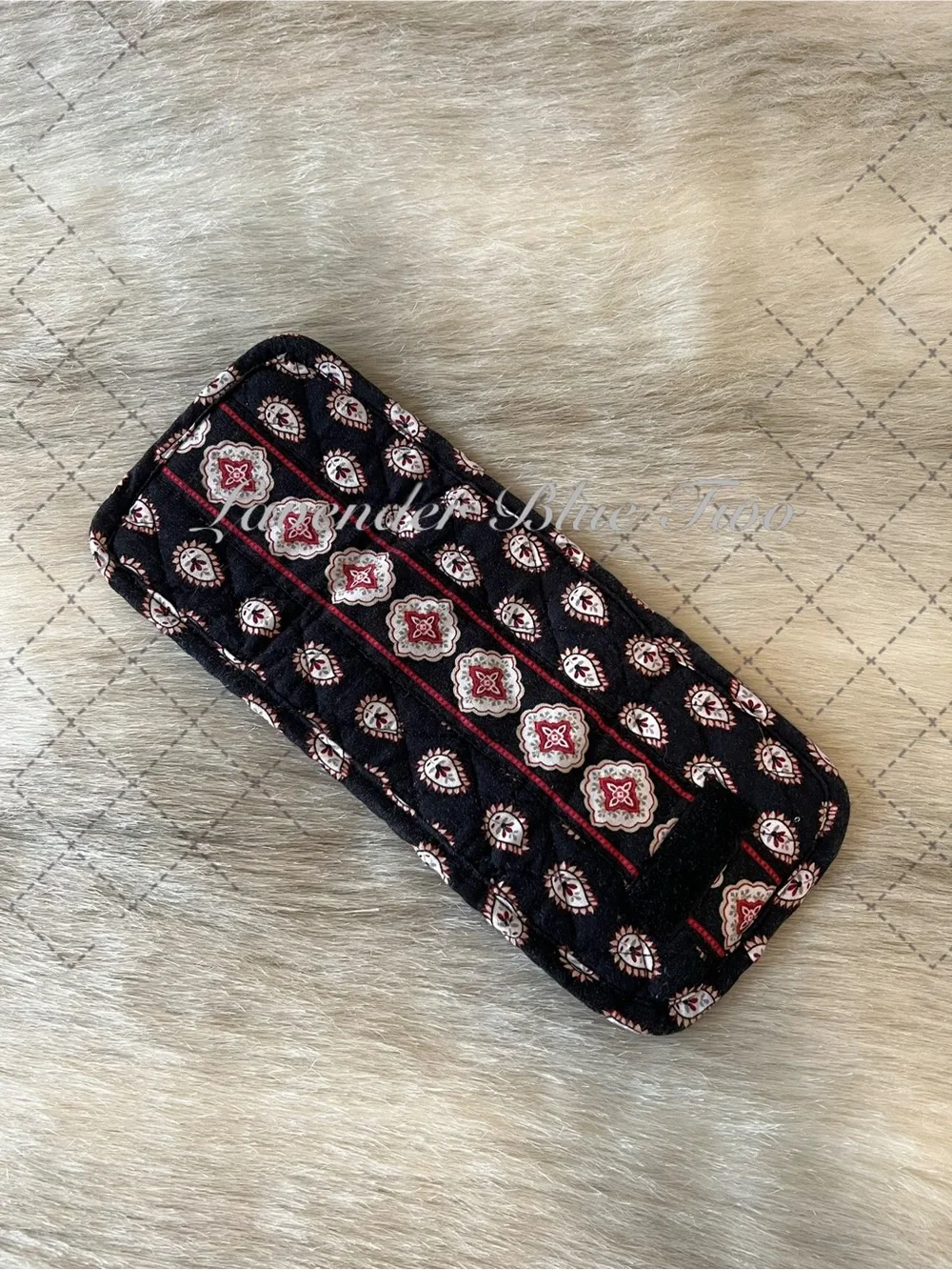 Vintage VERA BRADLEY Classic Black 2006 Retired Square Hook Loop Wallet Red - Picture 10 of 11